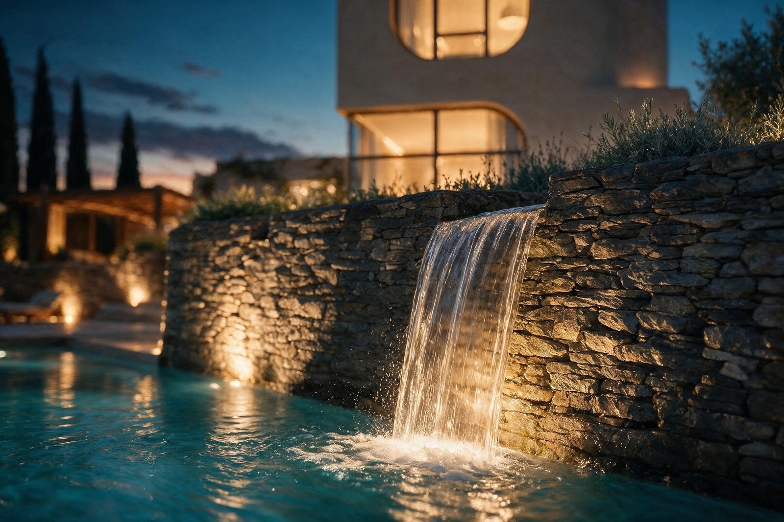 Waterfall from the stone wall
